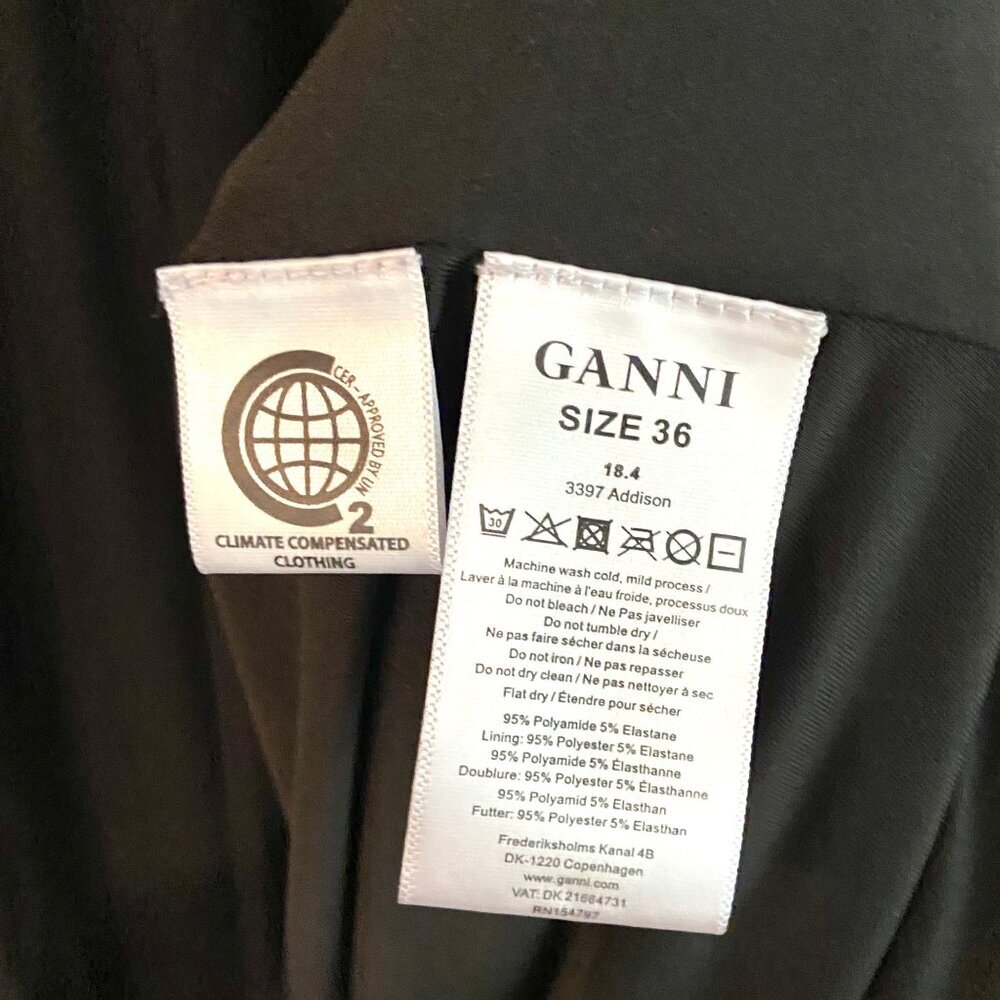 GANNI Addison Swiss Dot Black Mesh Maxi Dress Ruffle Hem, EU 36 US 4 Small - Picture 15 of 15